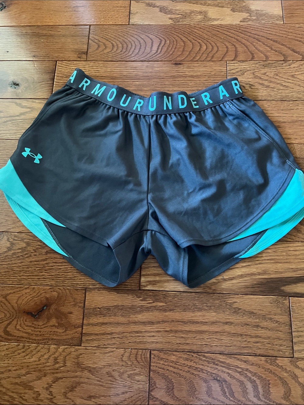 Under Armour Black Shorts with Teal Trim - Women’s Athletic